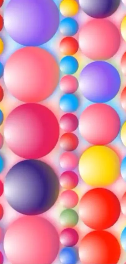 Vibrant colorful bubbles in various sizes on a mobile wallpaper.