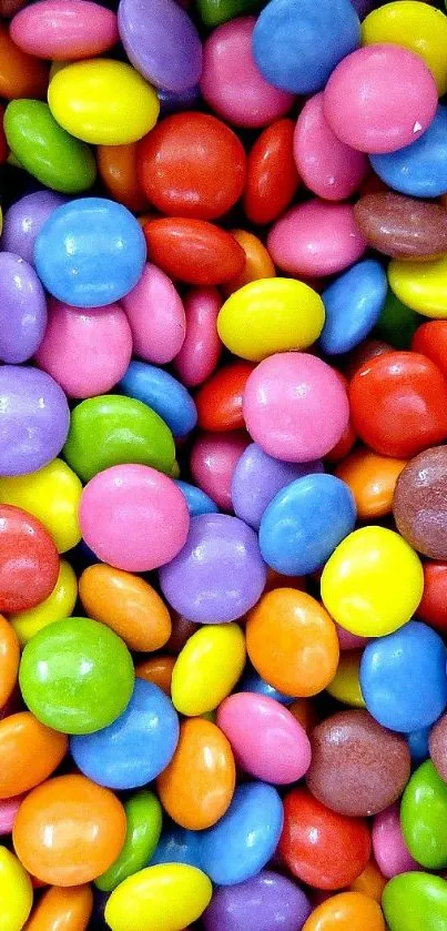 Colorful candy wallpaper with assorted candies.