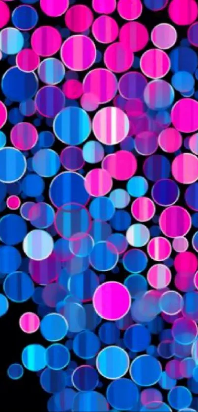 Vibrant blue and pink circle pattern mobile wallpaper.