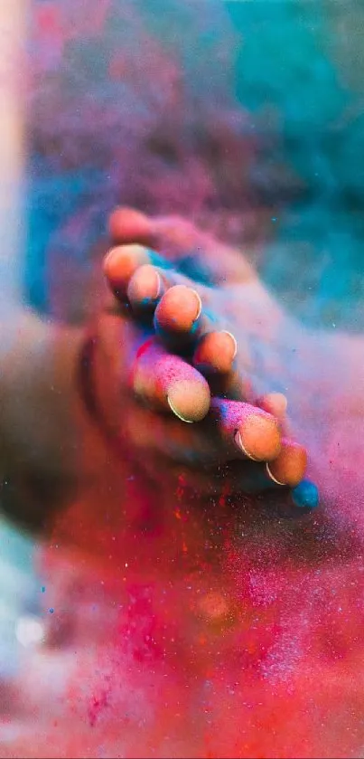 Colorful dust creating vibrant abstract art for phone wallpaper.