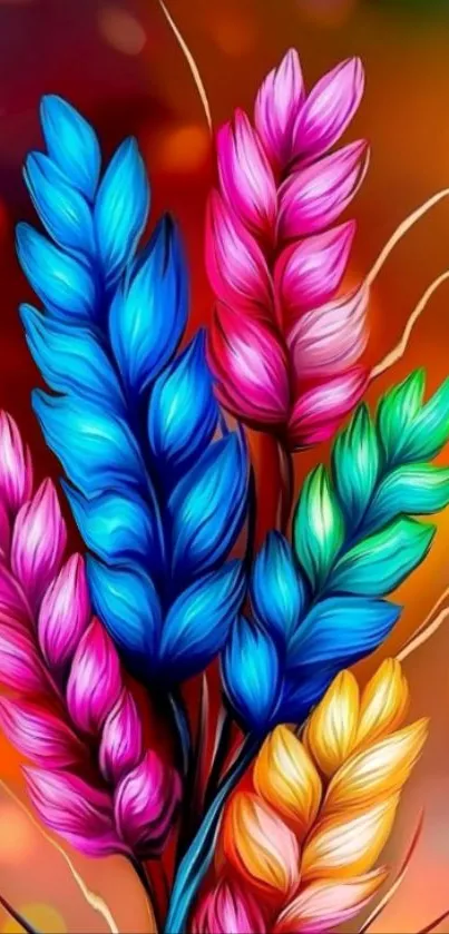 Vibrant colorful floral art wallpaper with multi-colored designs.