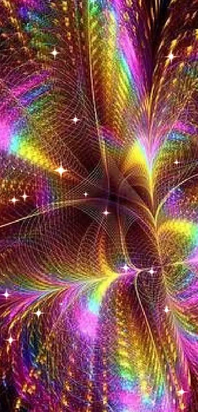 Vibrant fractal art wallpaper with colorful light patterns.