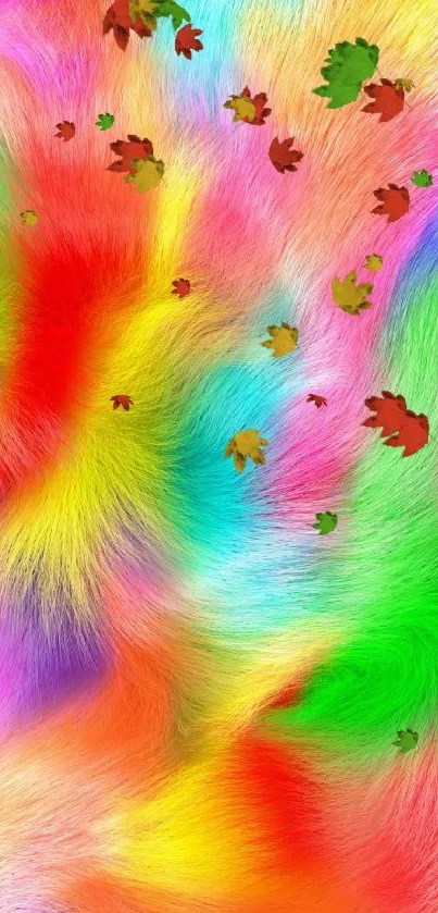 Vibrant colorful fur texture wallpaper with a mix of dynamic colors.