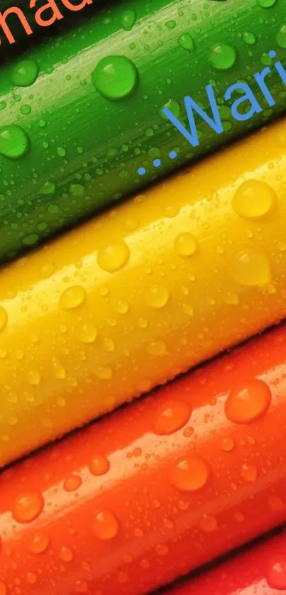 Colorful gradient wallpaper with water droplets.