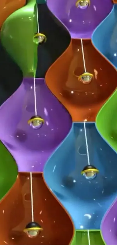 Vibrant colorful wallpaper with abstract geometric pattern.