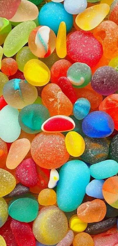 Vibrant multicolored pebble wallpaper for mobile.