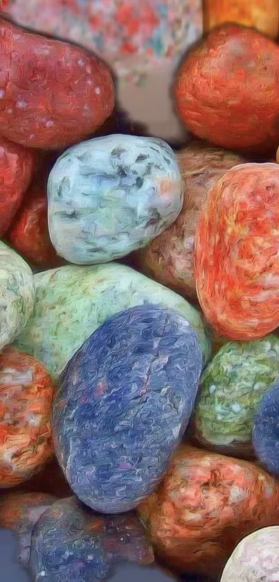 Colorful artistic pebbles wallpaper with vibrant hues.