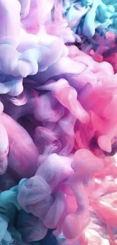 Vibrant pink, purple, and blue smoke art mobile wallpaper.