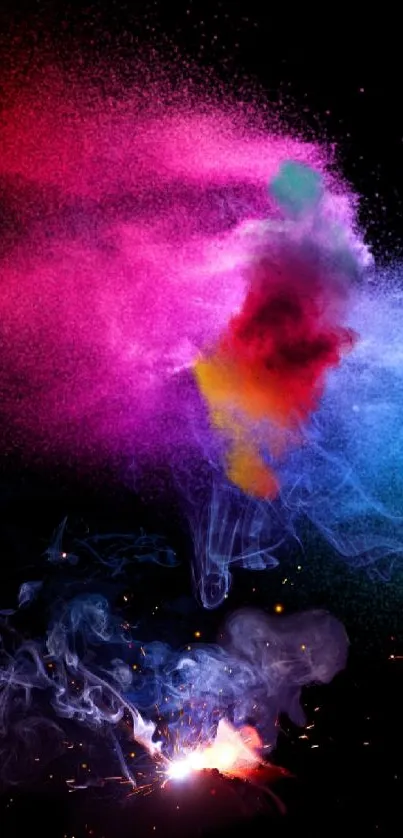 Colorful abstract smoke explosion wallpaper.