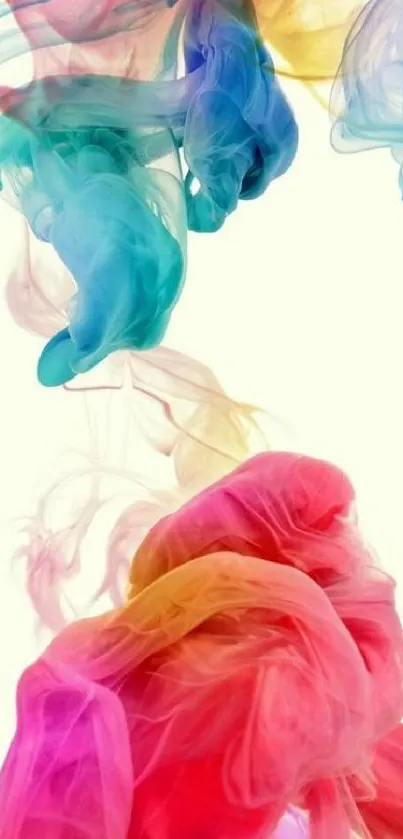 Vibrant, swirling colorful smoke design for mobile wallpaper.