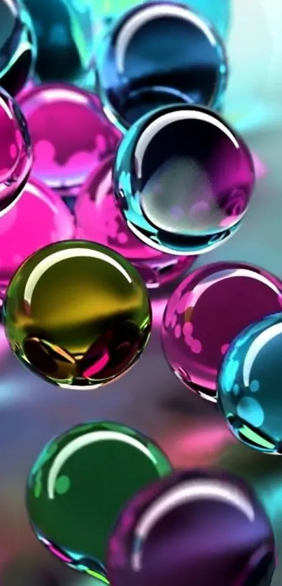 Glossy colorful spheres on abstract background.