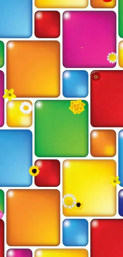 Colorful squares wallpaper with vibrant geometric design.