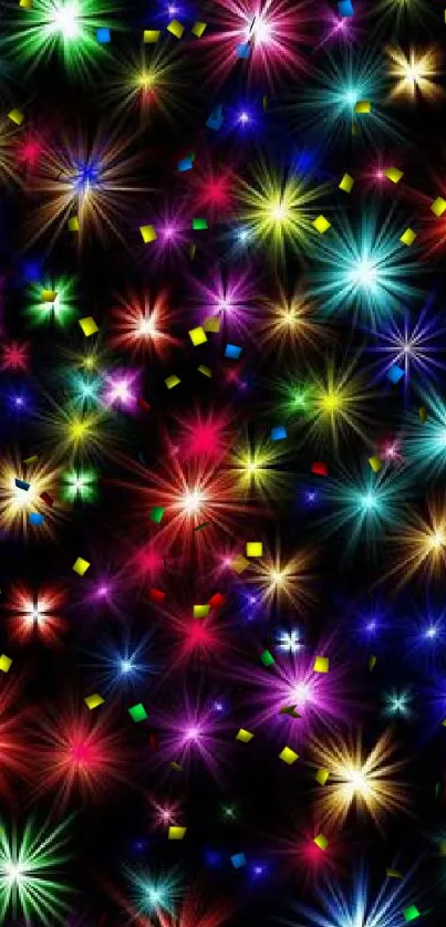 Colorful starburst pattern with vibrant hues on a black background.