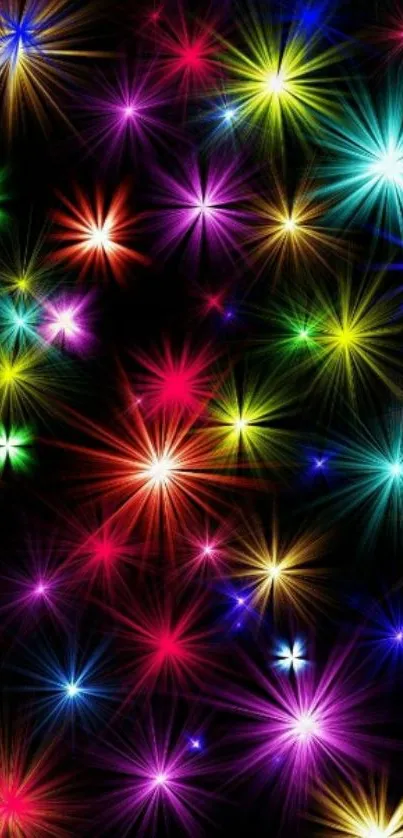 Vibrant and colorful starburst wallpaper design.