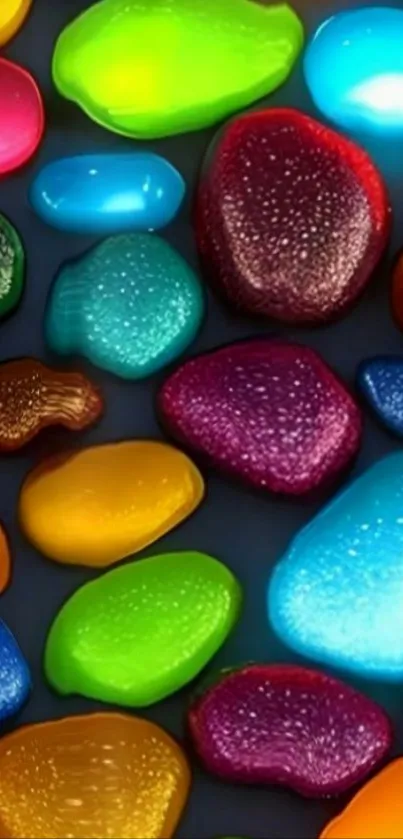 Colorful stones with a vibrant, artistic shine.