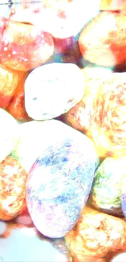 Vibrant stones in colorful abstract design wallpaper.