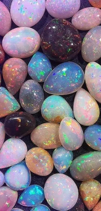 Colorful shimmering stones mobile wallpaper.