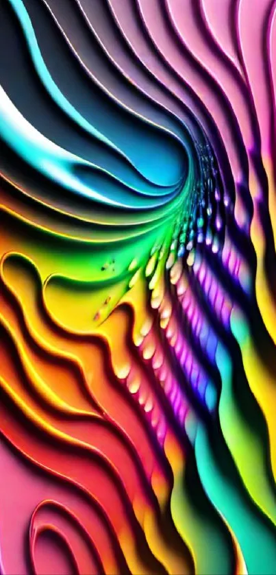 A vibrant, colorful abstract wave pattern mobile wallpaper.