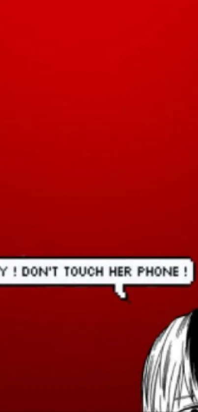 Vibrant comic art with red background and phone warning bubble.