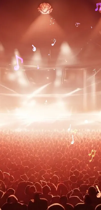 Energetic concert crowd under vibrant lights in a packed venue.