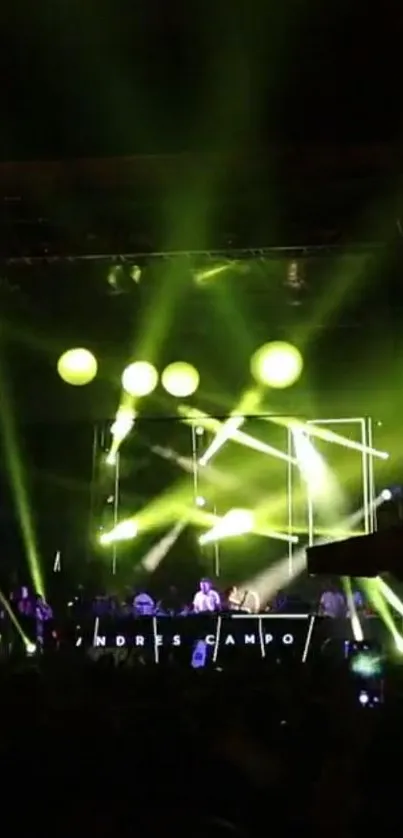 Concert stage with vibrant green lights