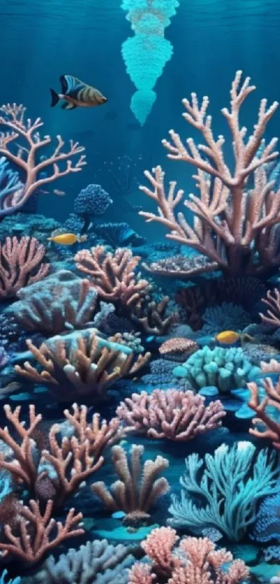 Vibrant coral reef wallpaper with diverse marine life.