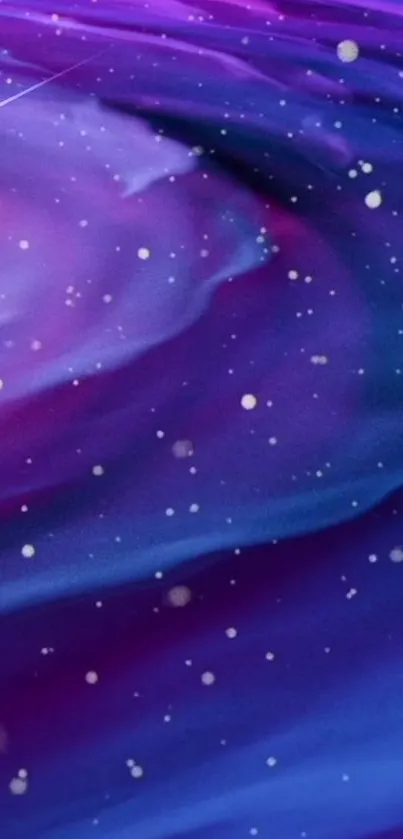 Vibrant cosmic abstract wallpaper with purples and blues.