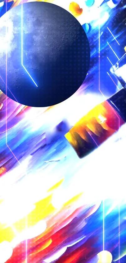 Vibrant mobile wallpaper with cosmic and abstract art design.