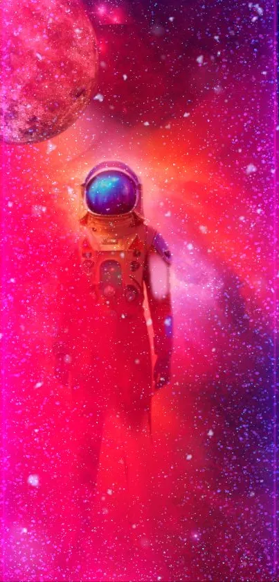 Colorful cosmic astronaut wallpaper with galaxy background.