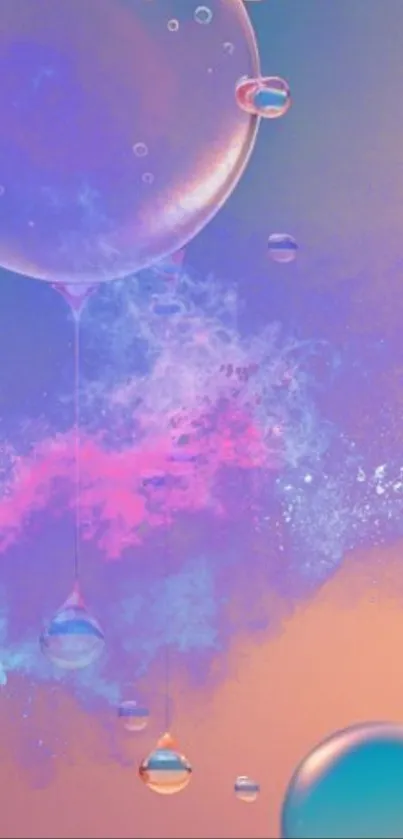 Vibrant cosmic wallpaper with colorful bubbles and ethereal aesthetics.