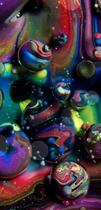 Vibrant cosmic bubbles with colorful abstract swirls enhancing your mobile screen.