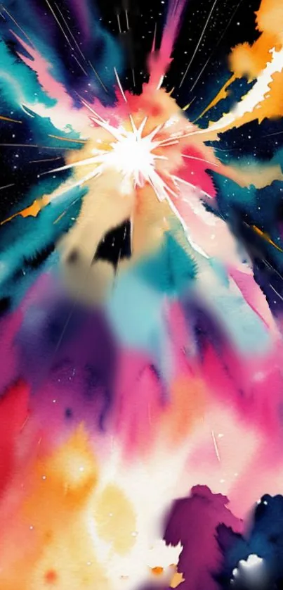 Vibrant cosmic burst of colors with abstract explosion.