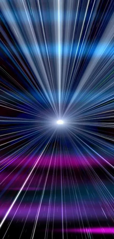 Dynamic cosmic burst with blue and purple light rays.