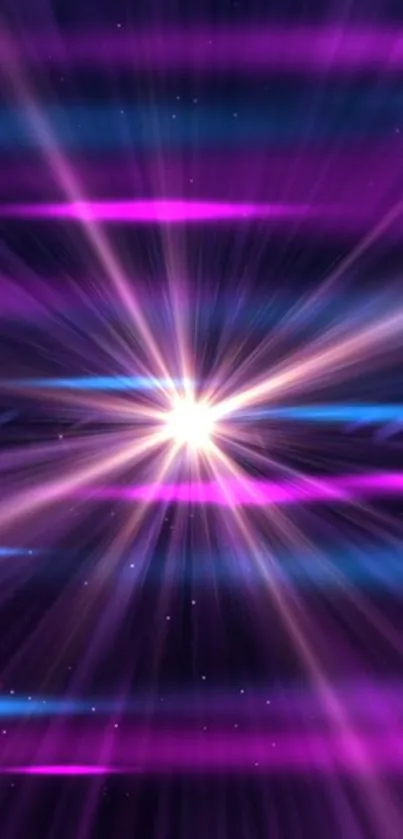 Dynamic cosmic burst with purple and pink rays.