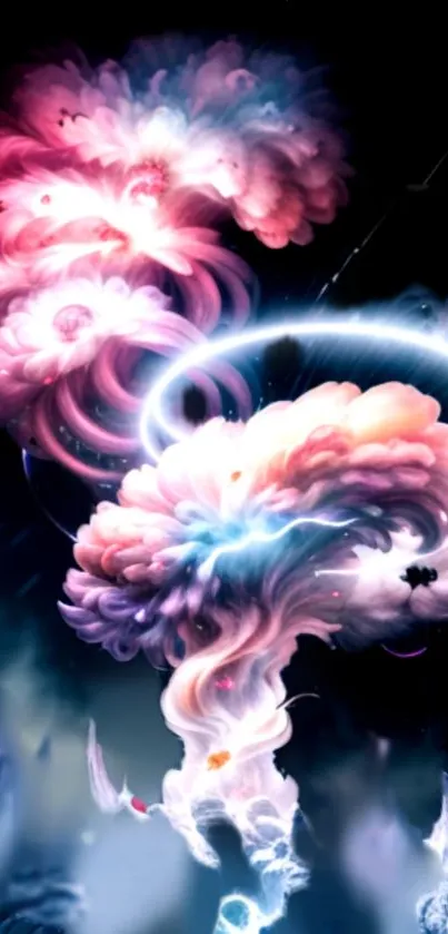 Vibrant and surreal cosmic cloud art wallpaper