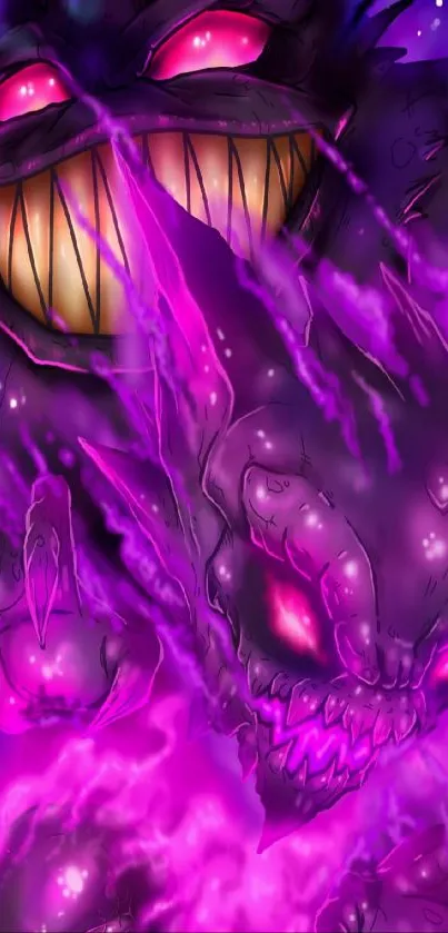 Purple cosmic creatures with glowing eyes in a mystical wallpaper.