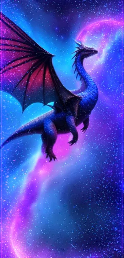 Colorful galaxy wallpaper with a majestic cosmic dragon.