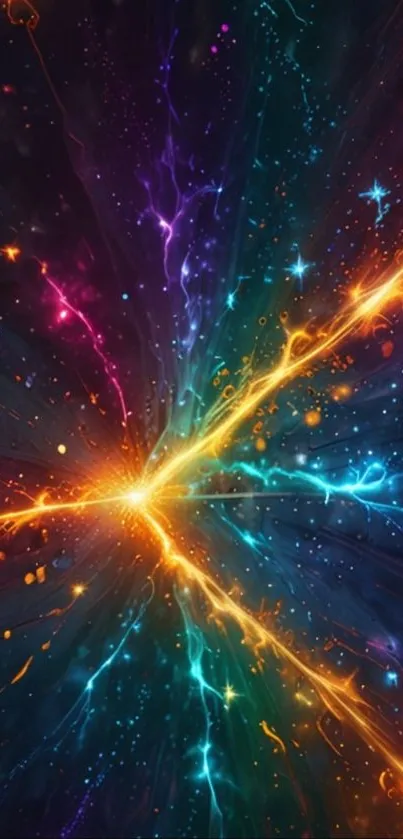 Vibrant cosmic energy burst with dynamic lights.