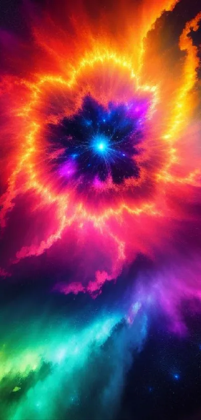 Vibrant cosmic wallpaper with colorful nebulae.