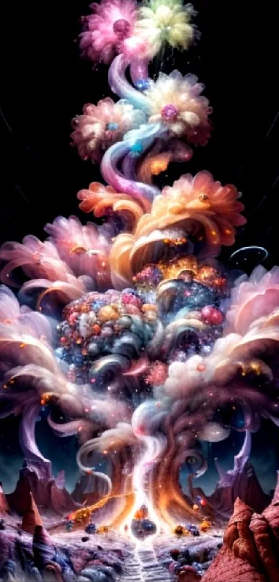 A vibrant and colorful cosmic explosion artwork for mobile wallpaper.