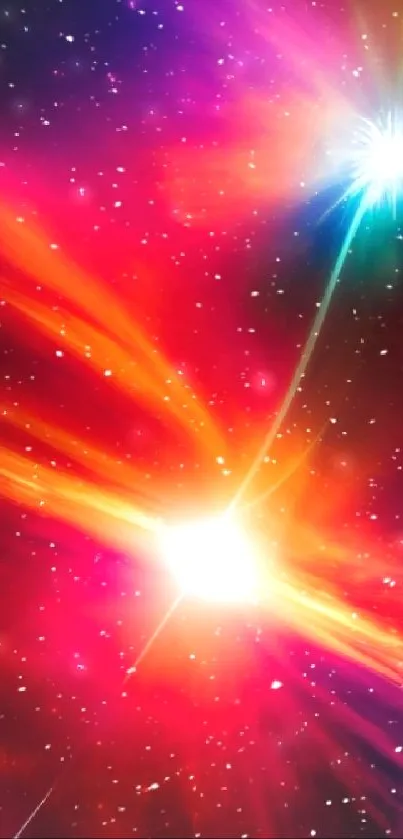 Bright cosmic explosion wallpaper with vibrant reds and purples.