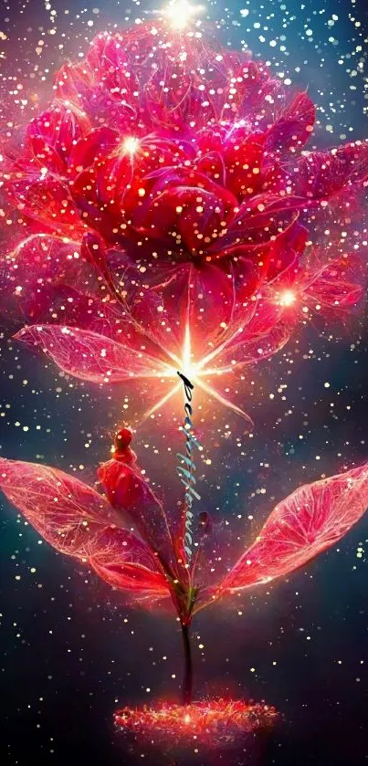 Vibrant cosmic flower art with luminous colors.