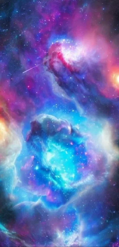 Colorful cosmic galaxy wallpaper for phones.