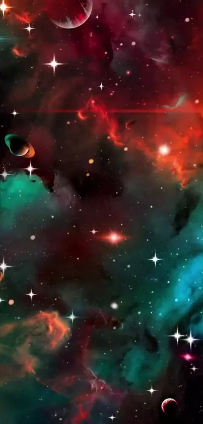 Colorful cosmic wallpaper with stars and nebulae.