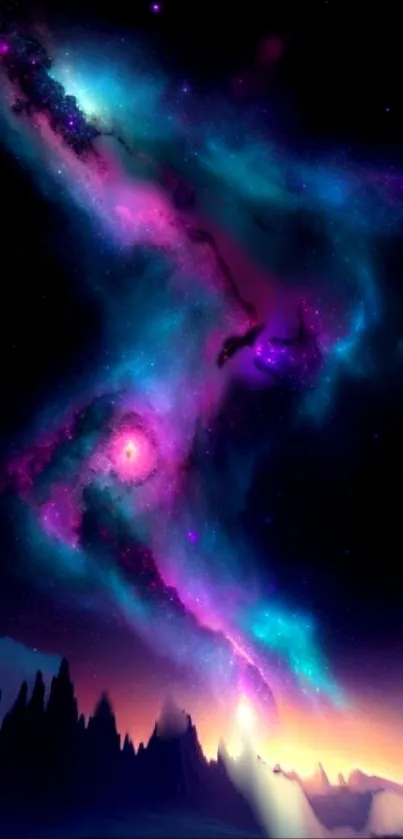 Vibrant cosmic galaxy wallpaper art with nebula and stars