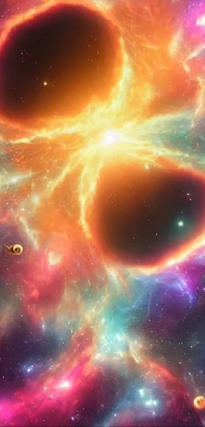 Vibrant cosmic galaxy wallpaper with colorful nebula and stars.