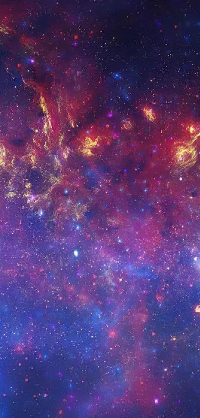 Colorful cosmic galaxy wallpaper with nebulas and stars, perfect for phones.