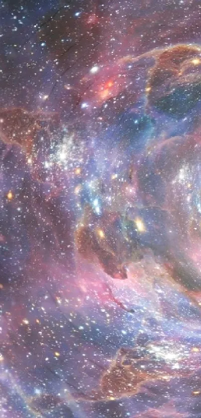 Vivid cosmic galaxy wallpaper with nebula and wormhole.