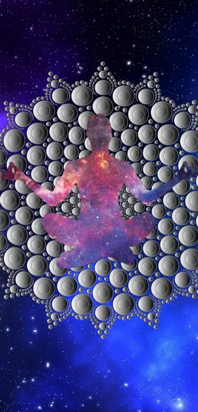 Vibrant blue and purple cosmic galaxy wallpaper with stars.