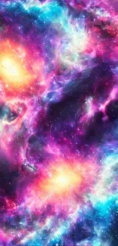 Colorful cosmic galaxy wallpaper for mobile phones.